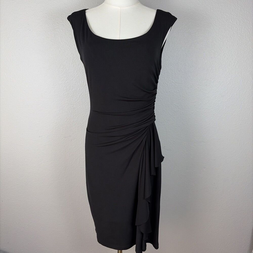White House Black Market Cocktail Dress Size 4 Black Slimming Stretch Ruched